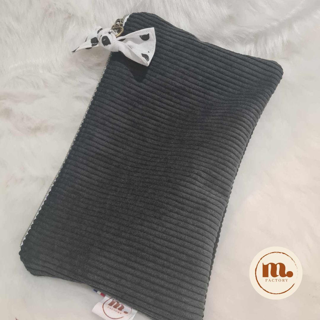 Petite pochette plate Velours Noir