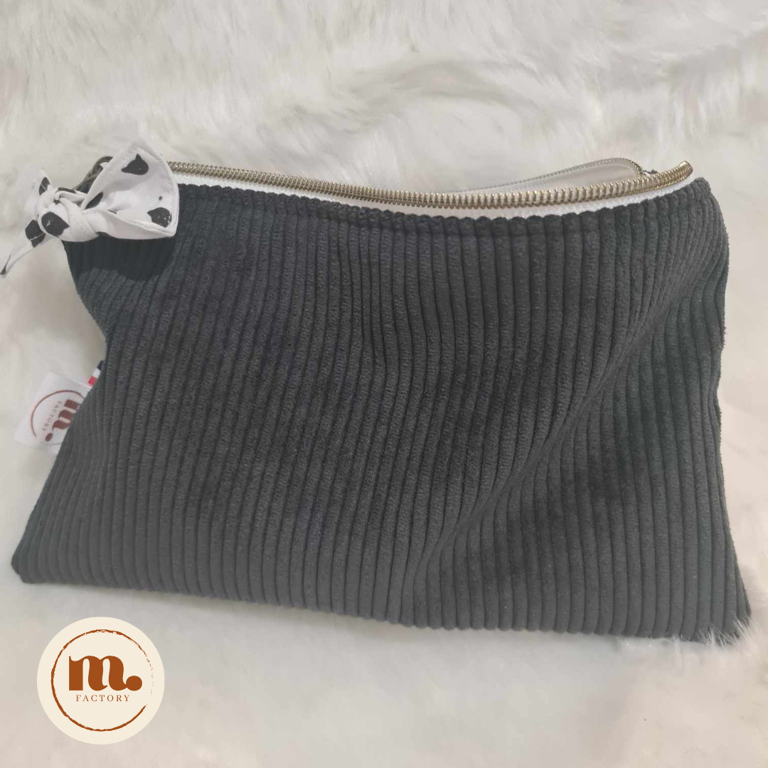 Petite pochette plate Velours Noir