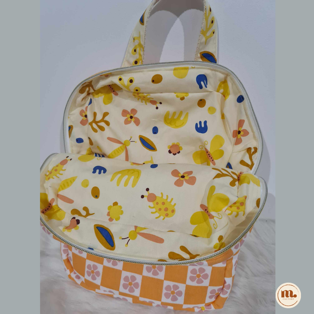 Sac à dos à carreaux orange - Maternelle