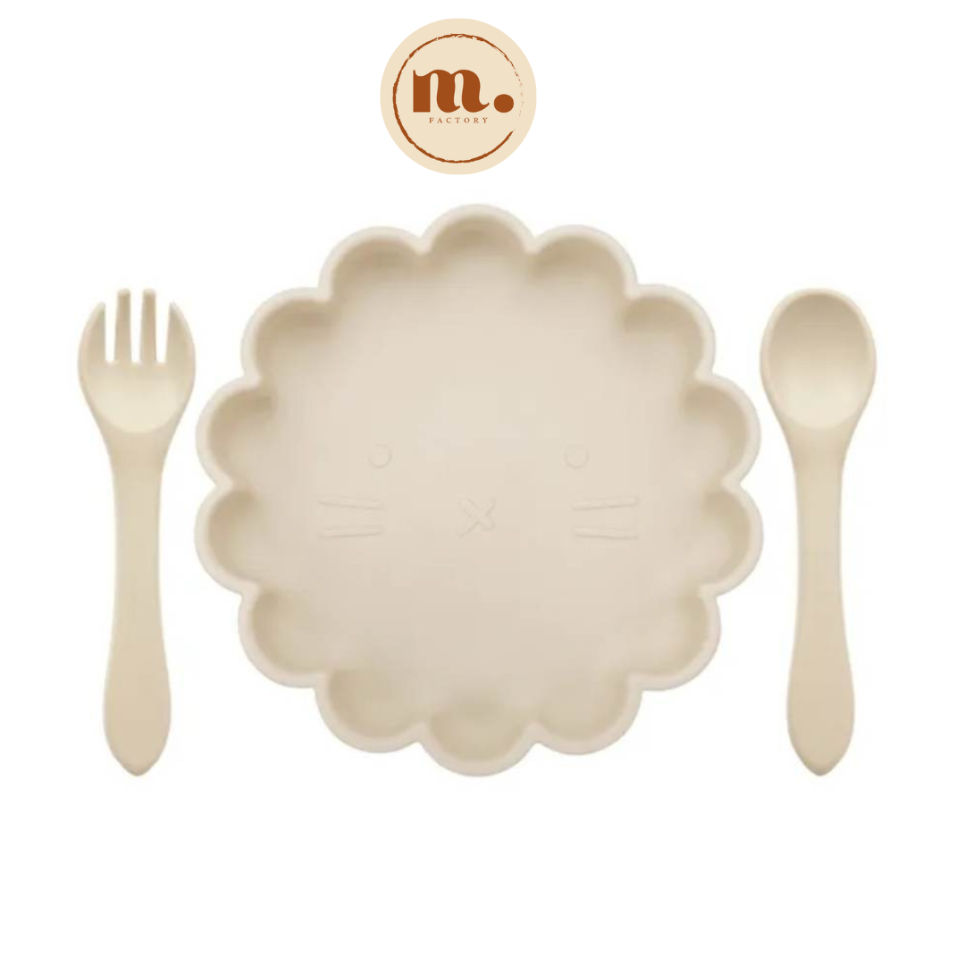 Ensemble de couverts et assiette en silicone