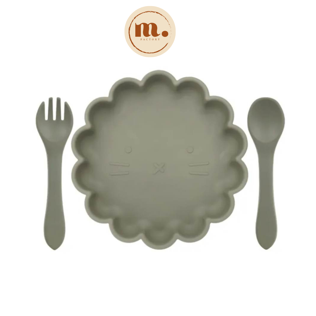 Ensemble de couverts et assiette en silicone