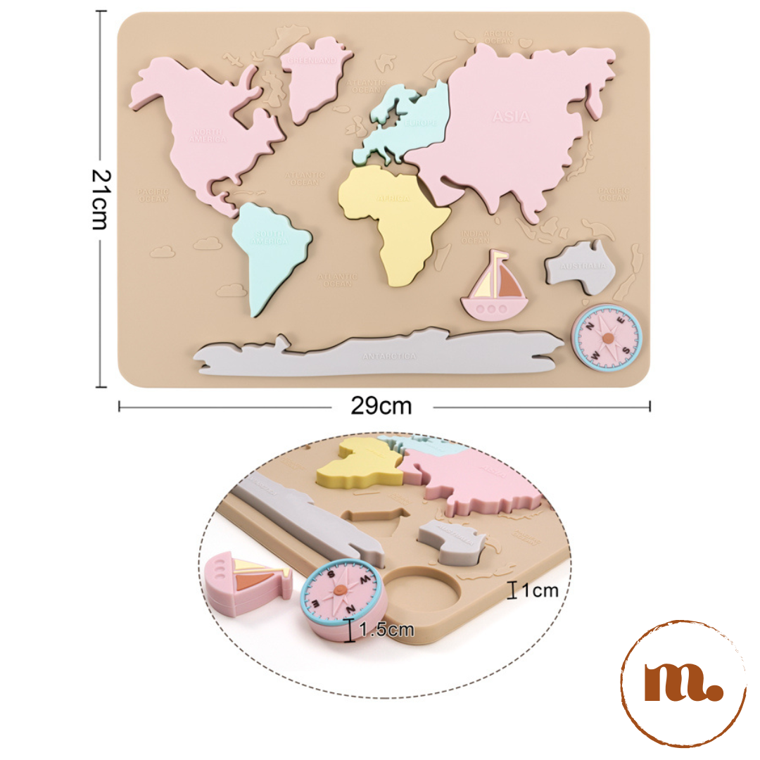 Puzzle carte du monde en silicone 3D