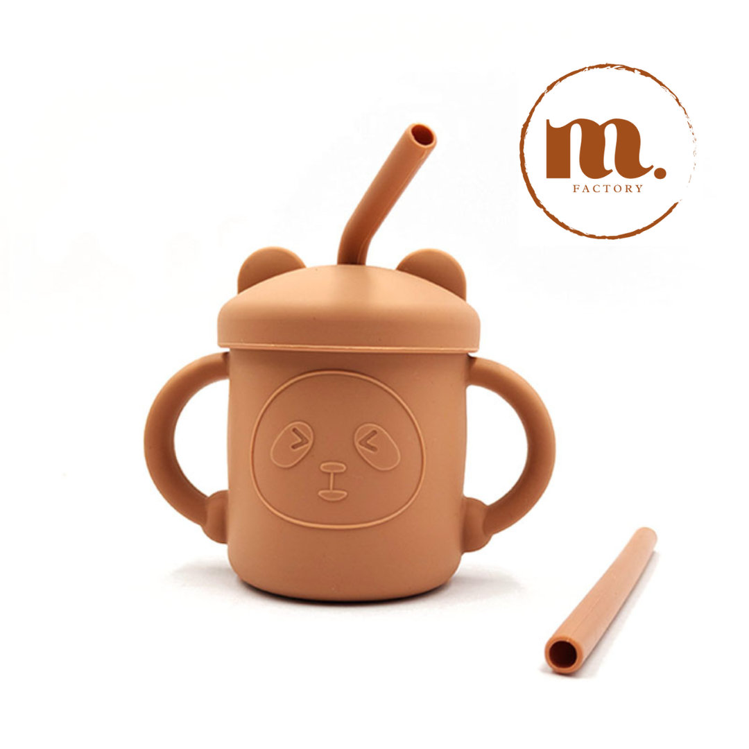 Tasse en silicone avec 2 pailles